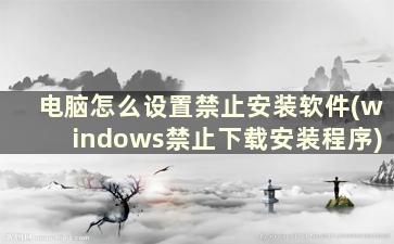 电脑怎么设置禁止安装软件(windows禁止下载安装程序)