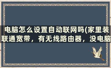 电脑怎么设置自动联网吗(家里装联通宽带，有无线路由器，没电脑，可以用手机用wifi吗)