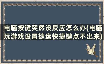 电脑按键突然没反应怎么办(电脑玩游戏设置键盘快捷键点不出来)