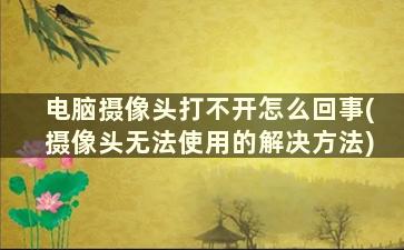 电脑摄像头打不开怎么回事(摄像头无法使用的解决方法)