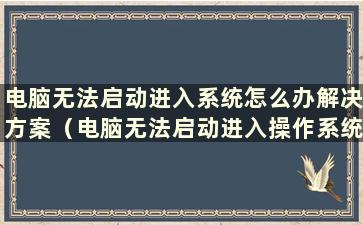 电脑无法启动进入系统怎么办解决方案（电脑无法启动进入操作系统怎么办）