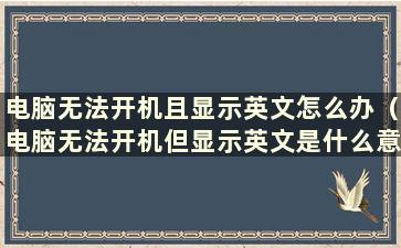 电脑无法开机且显示英文怎么办（电脑无法开机但显示英文是什么意思）