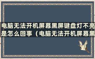 电脑无法开机屏幕黑屏键盘灯不亮是怎么回事（电脑无法开机屏幕黑屏键盘灯不亮）