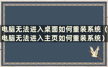 电脑无法进入桌面如何重装系统（电脑无法进入主页如何重装系统）