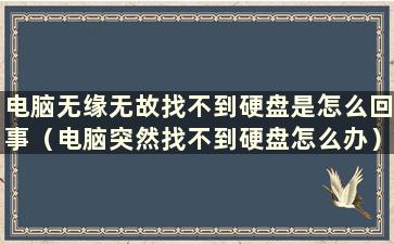 电脑无缘无故找不到硬盘是怎么回事（电脑突然找不到硬盘怎么办）