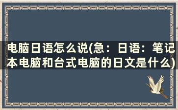 电脑日语怎么说(急：日语：笔记本电脑和台式电脑的日文是什么)