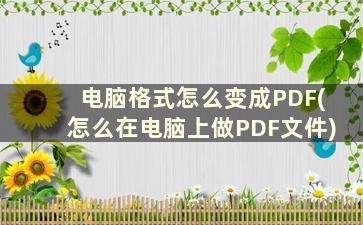 电脑格式怎么变成PDF(怎么在电脑上做PDF文件)