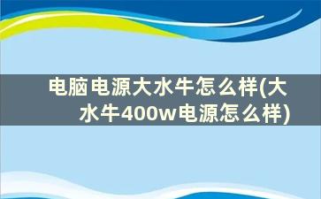 电脑电源大水牛怎么样(大水牛400w电源怎么样)