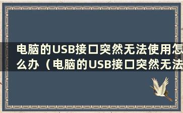 电脑的USB接口突然无法使用怎么办（电脑的USB接口突然无法使用）