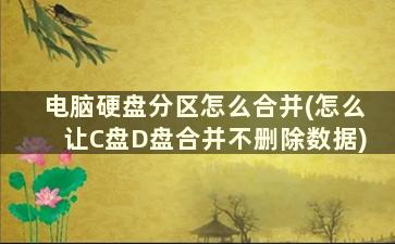 电脑硬盘分区怎么合并(怎么让C盘D盘合并不删除数据)