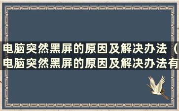 电脑突然黑屏的原因及解决办法（电脑突然黑屏的原因及解决办法有哪些）