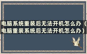 电脑系统重装后无法开机怎么办（电脑重装系统后无法开机怎么办）