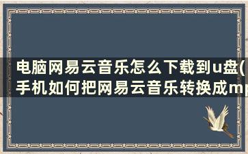 电脑网易云音乐怎么下载到u盘(手机如何把网易云音乐转换成mp3)