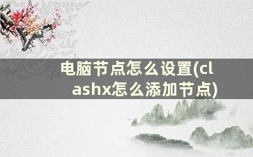 电脑节点怎么设置(clashx怎么添加节点)