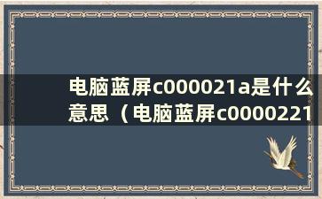 电脑蓝屏c000021a是什么意思（电脑蓝屏c0000221如何解决）