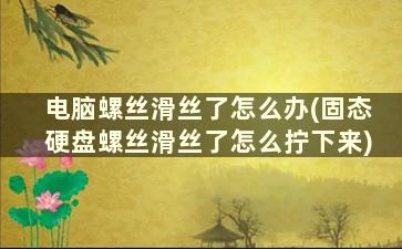 电脑螺丝滑丝了怎么办(固态硬盘螺丝滑丝了怎么拧下来)