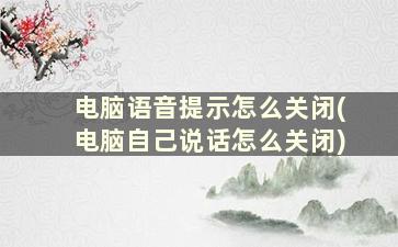 电脑语音提示怎么关闭(电脑自己说话怎么关闭)