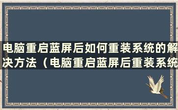 电脑重启蓝屏后如何重装系统的解决方法（电脑重启蓝屏后重装系统怎么办）