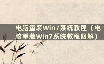 电脑重装Win7系统教程（电脑重装Win7系统教程图解）