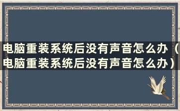 电脑重装系统后没有声音怎么办（电脑重装系统后没有声音怎么办）