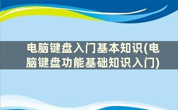 电脑键盘入门基本知识(电脑键盘功能基础知识入门)