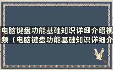 电脑键盘功能基础知识详细介绍视频（电脑键盘功能基础知识详细介绍）