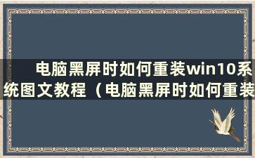 电脑黑屏时如何重装win10系统图文教程（电脑黑屏时如何重装win10系统）