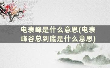 电表峰是什么意思(电表峰谷总到底是什么意思)