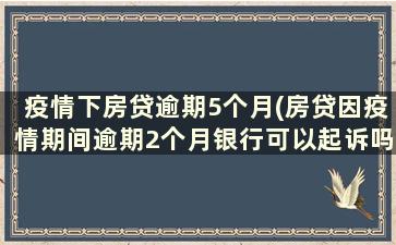 疫情下房贷逾期5个月(房贷因疫情期间逾期2个月银行可以起诉吗)