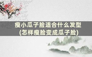 瘦小瓜子脸适合什么发型(怎样瘦脸变成瓜子脸)