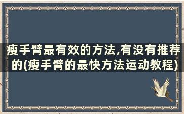 瘦手臂最有效的方法,有没有推荐的(瘦手臂的最快方法运动教程)