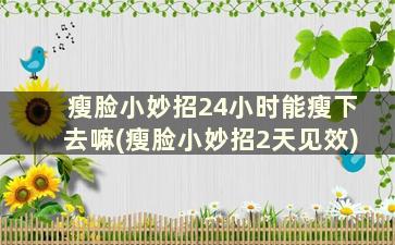 瘦脸小妙招24小时能瘦下去嘛(瘦脸小妙招2天见效)