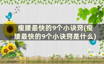 瘦腰最快的9个小诀窍(瘦腰最快的9个小诀窍是什么)