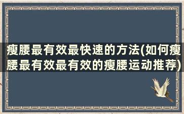 瘦腰最有效最快速的方法(如何瘦腰最有效最有效的瘦腰运动推荐)