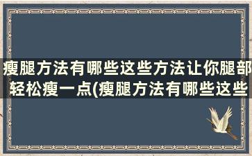 瘦腿方法有哪些这些方法让你腿部轻松瘦一点(瘦腿方法有哪些这些方法让你腿部轻松瘦下去)