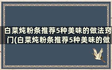 白菜炖粉条推荐5种美味的做法窍门(白菜炖粉条推荐5种美味的做法大全)