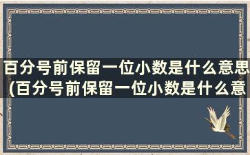 百分号前保留一位小数是什么意思(百分号前保留一位小数是什么意思，可以有0吗)