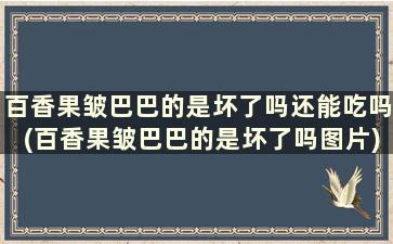 百香果皱巴巴的是坏了吗还能吃吗(百香果皱巴巴的是坏了吗图片)