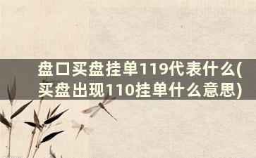 盘口买盘挂单119代表什么(买盘出现110挂单什么意思)