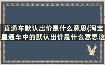 直通车默认出价是什么意思(淘宝直通车中的默认出价是什么意思这个价格是怎么计费的)