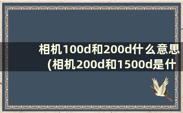 相机100d和200d什么意思(相机200d和1500d是什么意思)