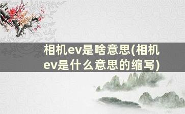 相机ev是啥意思(相机ev是什么意思的缩写)