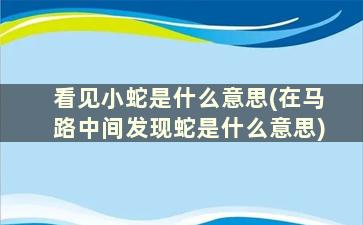 看见小蛇是什么意思(在马路中间发现蛇是什么意思)