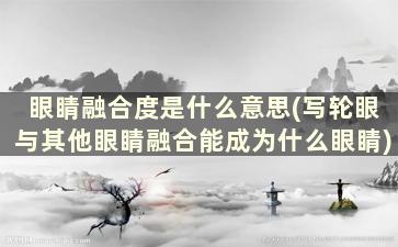 眼睛融合度是什么意思(写轮眼与其他眼睛融合能成为什么眼睛)