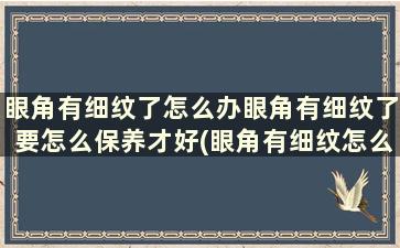 眼角有细纹了怎么办眼角有细纹了要怎么保养才好(眼角有细纹怎么办呢)