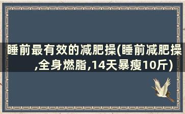 睡前最有效的减肥操(睡前减肥操,全身燃脂,14天暴瘦10斤)