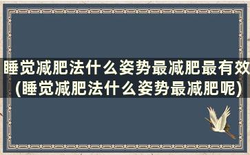 睡觉减肥法什么姿势最减肥最有效(睡觉减肥法什么姿势最减肥呢)