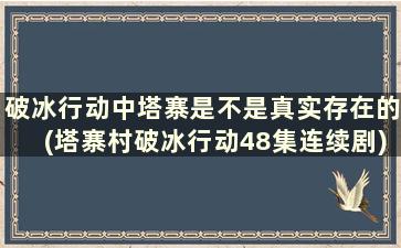 破冰行动中塔寨是不是真实存在的(塔寨村破冰行动48集连续剧)