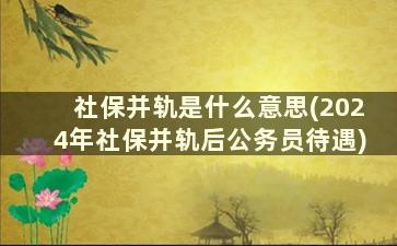 社保并轨是什么意思(2024年社保并轨后公务员待遇)