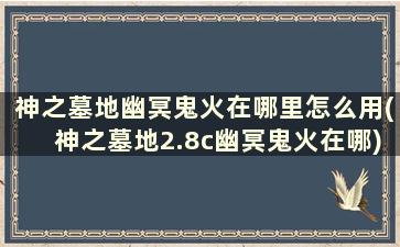 神之墓地幽冥鬼火在哪里怎么用(神之墓地2.8c幽冥鬼火在哪)